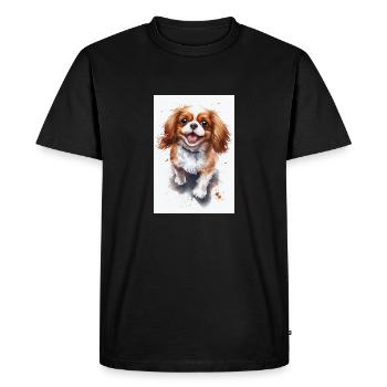 Charles Spaniel Chien Mignon - T-shirt Premium bio Homme - noir - Devant - Nico (187cm)