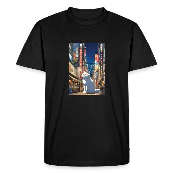 Little Cat in Big City II - Men's Premium Organic T-Shirt - black - Front - Nico (187cm)