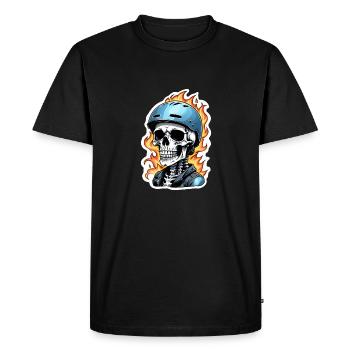 moto style retro - crane et squelette - T-shirt Premium bio Homme - noir - Devant - Nico (187cm)