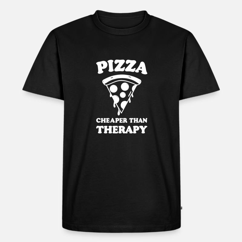 Pizza Cheaper than Therapy - Men's Premium Organic T-Shirt - black