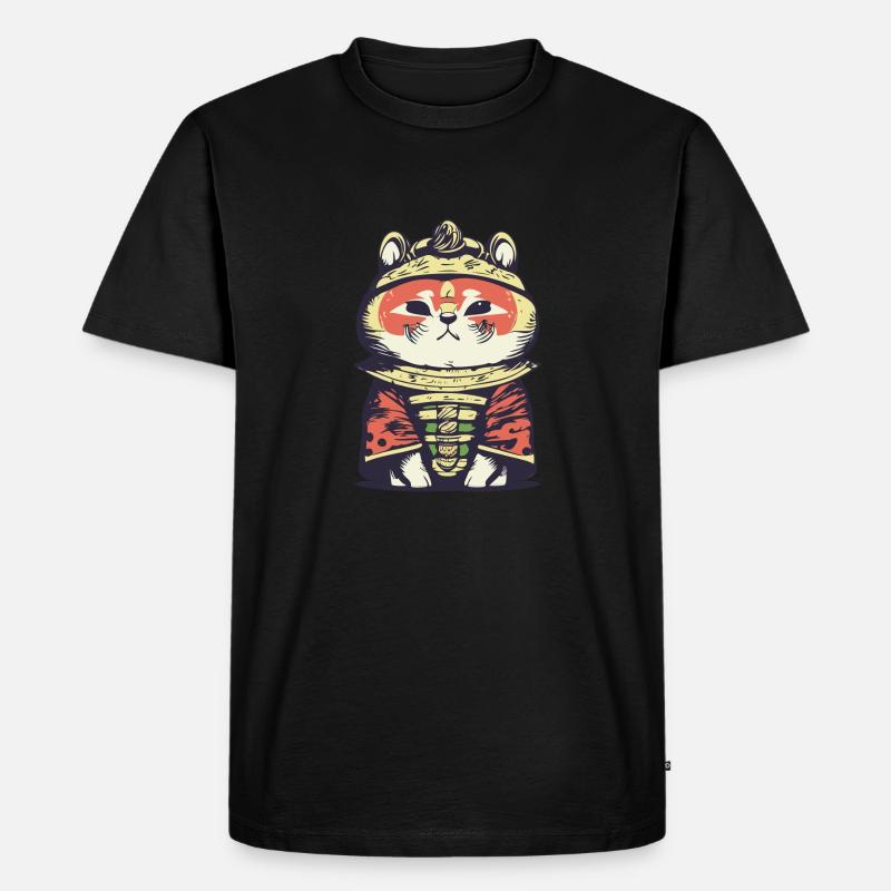 Roter Panda Samurai - Männer Premium Bio T-Shirt - Schwarz