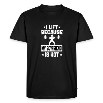 I Lift Because My boyfriend is hot motivation gym - Men's Premium Organic T-Shirt - black - Front - Nico (187cm)