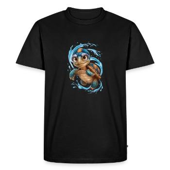 Happy Swimming Turtle! - Men's Premium Organic T-Shirt - black - Front - Nico (187cm)