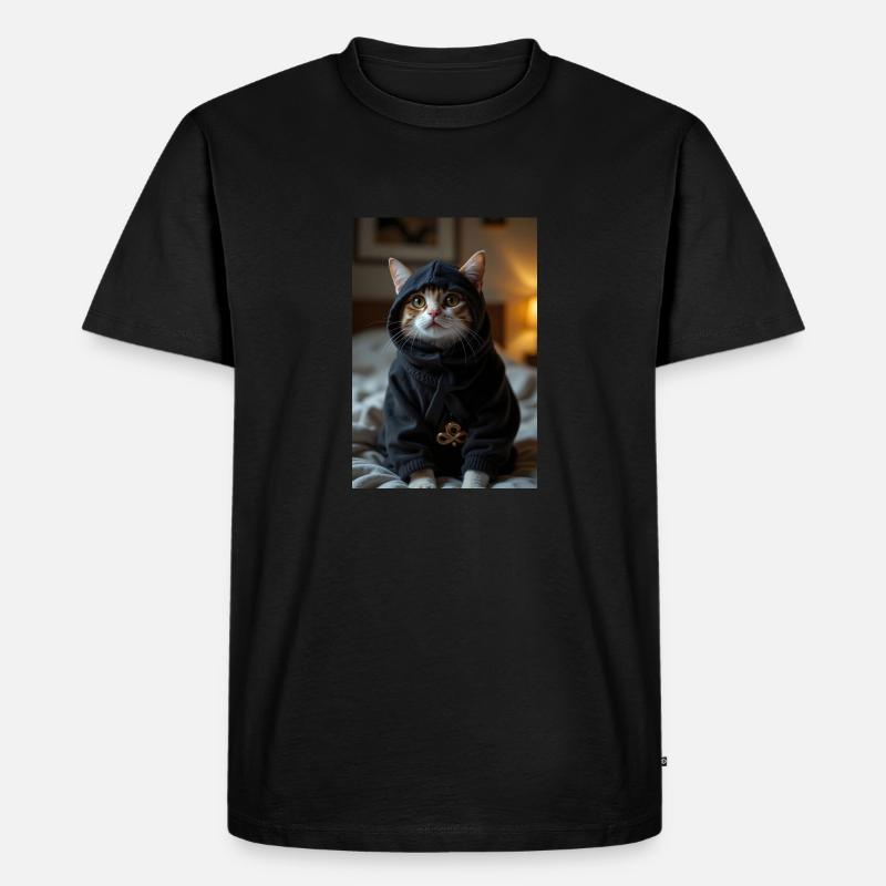 Ninja-Katze - Männer Premium Bio T-Shirt - Schwarz