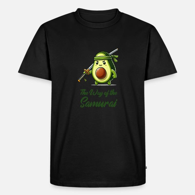 avocado samurai obst - Männer Premium Bio T-Shirt - Schwarz