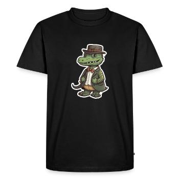 A cute crocodile wearing a bowtie - Men's Premium Organic T-Shirt - black - Front - Nico (187cm)
