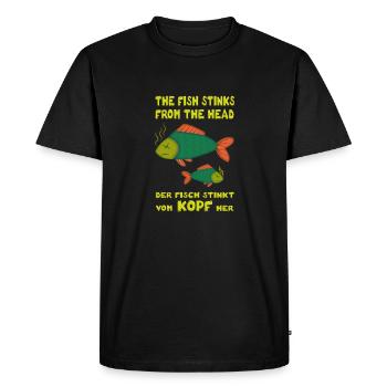 Le fish stinks from the head. Le poisson pue la tête - T-shirt Premium bio Homme - noir - Devant - Nico (187cm)