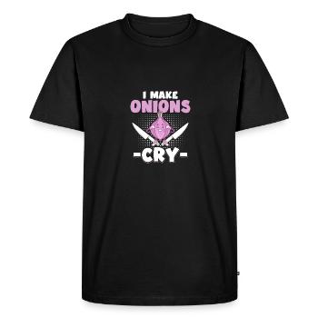 Je fais pleurer les oignons Cuisine Drôle Chef Cuisine - T-shirt Premium bio Homme - noir - Devant - Nico (187cm)