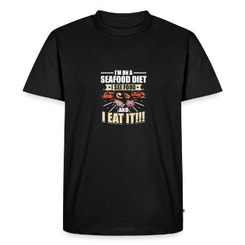 I'm on a seafood diet I see food and I eat it !!! - Men's Premium Organic T-Shirt - black - Front - Nico (187cm)