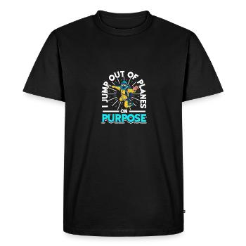 Je saute des avions sur un parachute exprès - T-shirt Premium bio Homme - noir - Devant - Nico (187cm)