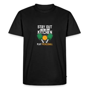 Restez en dehors de la cuisine Jouez au pickleball - T-shirt Premium bio Homme - noir - Devant - Nico (187cm)