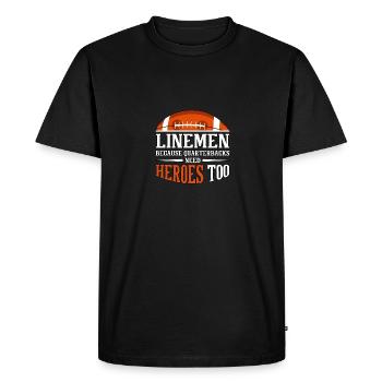 Les joueurs de ligne parce que les quarts-arrières ont aussi besoin de héros - T-shirt Premium bio Homme - noir - Devant - Nico (187cm)