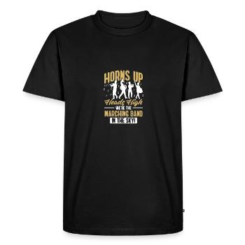 Horns Up Heads High Marching Band In The Sky - Men's Premium Organic T-Shirt - black - Front - Nico (187cm)