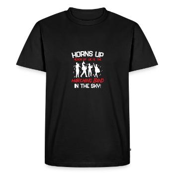 Horns Up Heads High Marching Band In The Sky - Men's Premium Organic T-Shirt - black - Front - Nico (187cm)