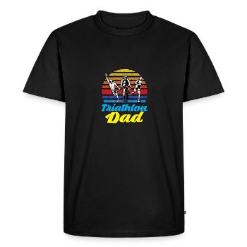 Triathlon Papa pour Triathlètes Pères Hommes - T-shirt Premium bio Homme - noir - Devant - Nico (187cm)