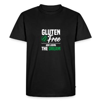 Sans gluten et vivre le rêve Gluten Frei - T-shirt Premium bio Homme - noir - Devant - Nico (187cm)