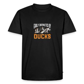 Facilement distrait par les canards pour les chasseurs de canards - T-shirt Premium bio Homme - noir - Devant - Nico (187cm)