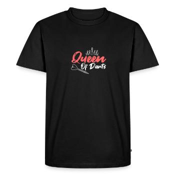 Queen of Darts for women playing darts and - Men's Premium Organic T-Shirt - black - Front - Nico (187cm)