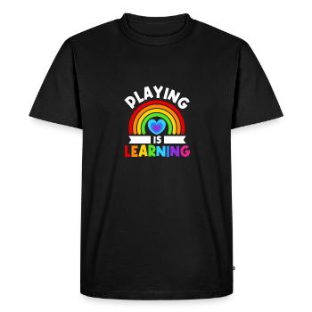 Jouer, c’est apprendre Enseignant École primaire préscolaire - T-shirt Premium bio Homme - noir - Devant - Nico (187cm)