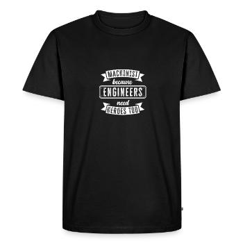 Machiniste parce que les ingénieurs ont aussi besoin de héros - T-shirt Premium bio Homme - noir - Devant - Nico (187cm)