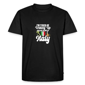 J’en ai marre de me réveiller et de ne pas être en Italie - T-shirt Premium bio Homme - noir - Devant - Nico (187cm)