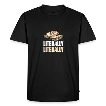 Littéralement, Littérature, Littérature, Poème, Écriture - T-shirt Premium bio Homme - noir - Devant - Nico (187cm)