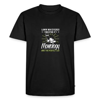 Lawn Whisperer Master Of Mowology Lawn Mower - Men's Premium Organic T-Shirt - black - Front - Nico (187cm)