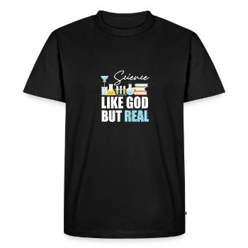 Science Like God But Real For Atheists - Men's Premium Organic T-Shirt - black - Front - Nico (187cm)