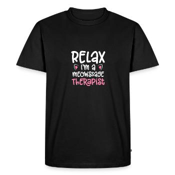 Relax I'm A Meowssage Therapist für - Männer Premium Bio T-Shirt - Schwarz - Vorne - Nico (187cm)