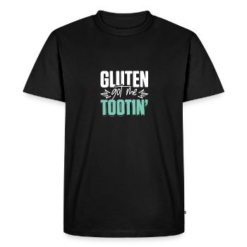 Le gluten m’a fait souffrir d’intolérance au gluten - T-shirt Premium bio Homme - noir - Devant - Nico (187cm)