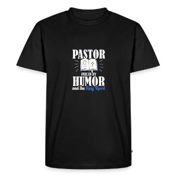 Un pasteur alimenté par l’humour pour les pasteurs - T-shirt Premium bio Homme - noir - Devant - Nico (187cm)