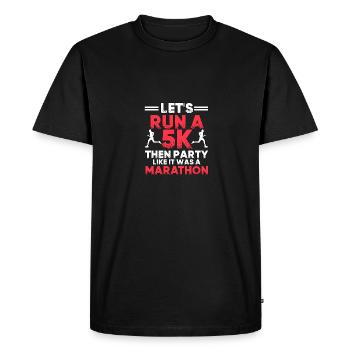 Permet de courir un 5 km puis de faire la fête pour les coureurs - T-shirt Premium bio Homme - noir - Devant - Nico (187cm)