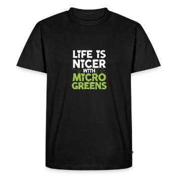 La vie est plus agréable avec Microgreens Gärtnern Microgreen - T-shirt Premium bio Homme - noir - Devant - Nico (187cm)