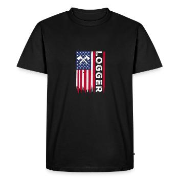 Lumberjack Logger USA American Woodworker - Men's Premium Organic T-Shirt - black - Front - Nico (187cm)