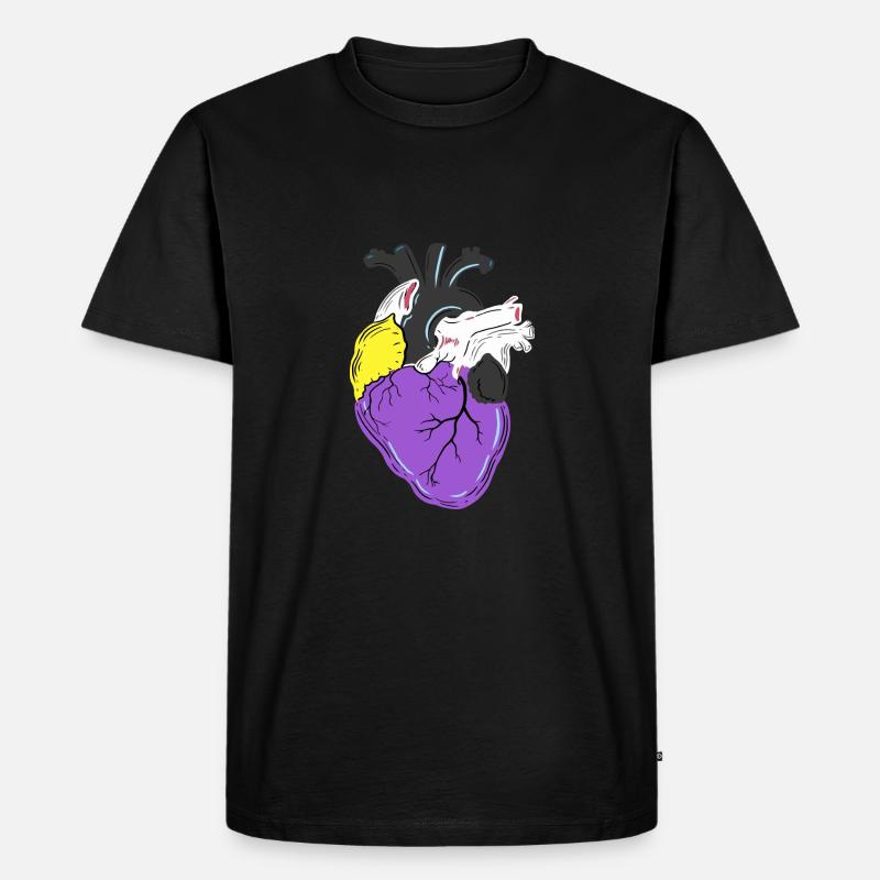 Nonbinary Pride Heart Nonbinary Pride - Men's Premium Organic T-Shirt - black