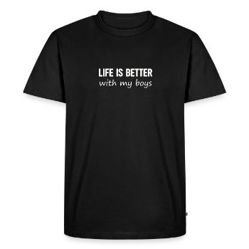 Das Leben ist besser mit meinem Jungs-Mama-Leben - Männer Premium Bio T-Shirt - Schwarz - Vorne - Nico (187cm)