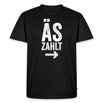 ÄS ZAHLT! - Männer Premium Bio T-Shirt - Schwarz - Vorne - Nico (187cm)