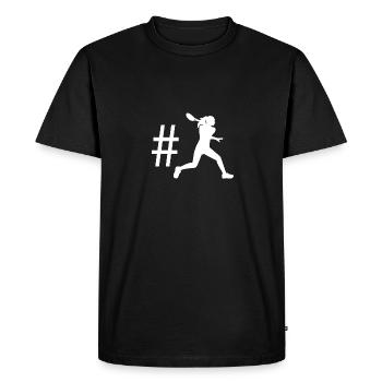 Hashtag - Tennis Playing Woman - - Men's Premium Organic T-Shirt - black - Front - Nico (187cm)