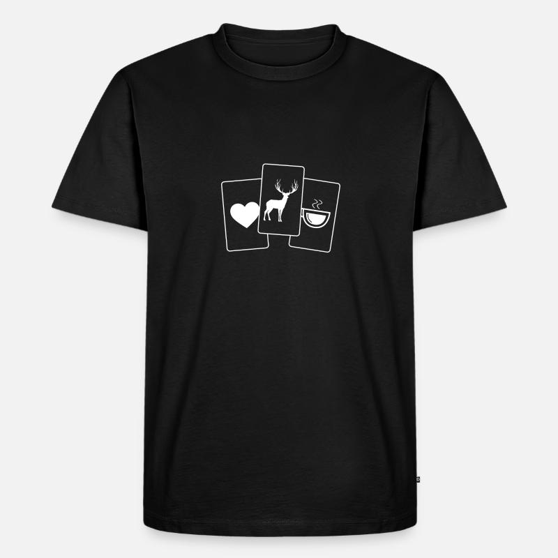 Herz - Kaffee - Rotwild - - Männer Premium Bio T-Shirt - Schwarz