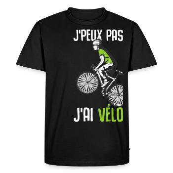J'peux pas j'ai velo cadeau cycliste vélo - T-shirt Premium bio Homme - noir - Devant - Nico (187cm)