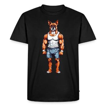 Boxer Bodybuilder Drôle Chien Papa Motif - T-shirt Premium bio Homme - noir - Devant - Nico (187cm)
