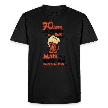 70 ans alcool anniversaire verre boirai - T-shirt Premium bio Homme - noir - Devant - Nico (187cm)