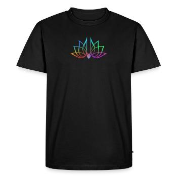 High Frequency Krishna Lotus - Men's Premium Organic T-Shirt - black - Front - Nico (187cm)