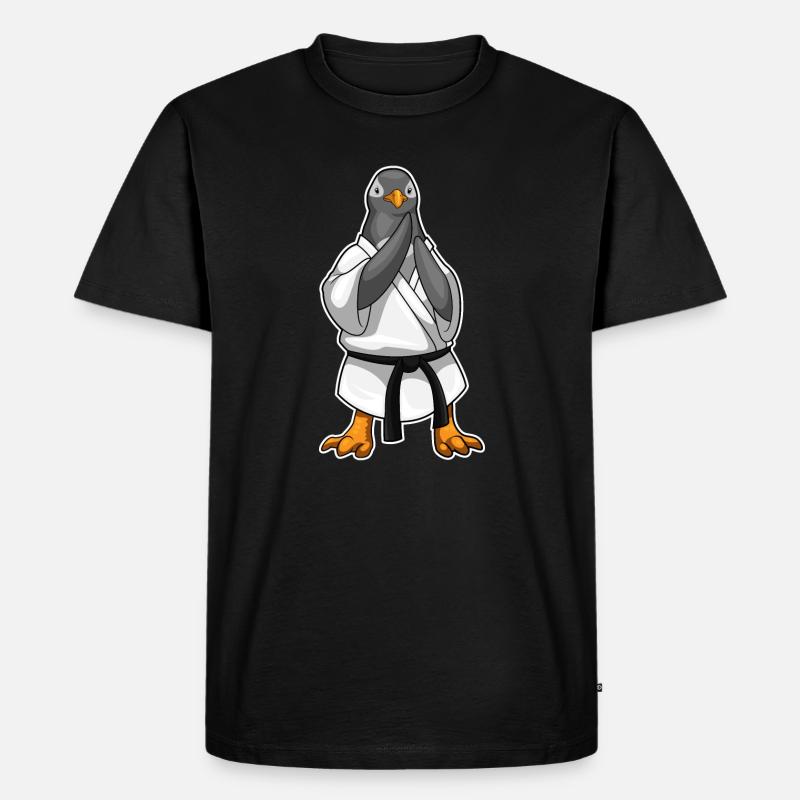 Pinguin Karate Kampfkunst - Männer Premium Bio T-Shirt - Schwarz