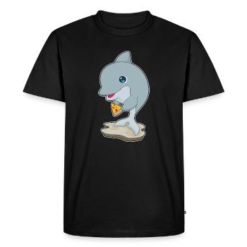 Dolphin Pizza - Men's Premium Organic T-Shirt - black - Front - Nico (187cm)