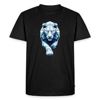 Blue White Lion Face Origami Geometric 3D - Men's Premium Organic T-Shirt - black - Front - Nico (187cm)