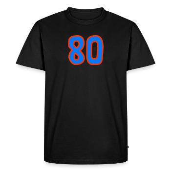 80. 80 YEARS. 80th ANNIVERSARY. 80 YEARS ANNIVERSARY. - Men's Premium Organic T-Shirt - black - Front - Nico (187cm)