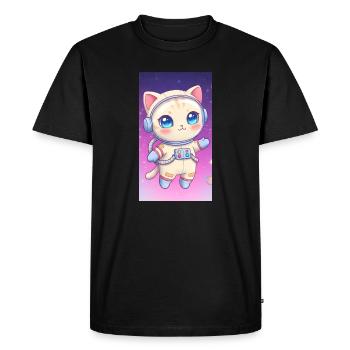 Chaton astronaute - T-shirt Premium bio Homme - noir - Devant - Nico (187cm)