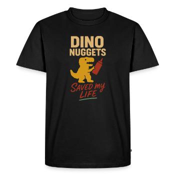 Dino Nuggets Nostalgia Funny Snack Dinosaur - Men's Premium Organic T-Shirt - black - Front - Nico (187cm)
