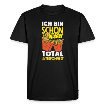Totally underpommest again – French fries joke - Men's Premium Organic T-Shirt - black - Front - Nico (187cm)